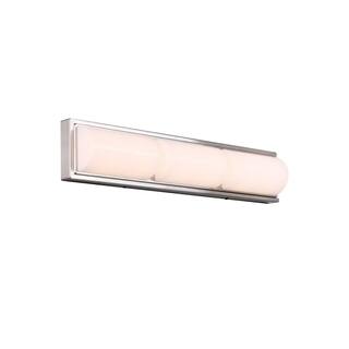 Hampton Bay Bingham 24.02 in. 1-Light Brushed Nickel Integrated LED Bathroom Vanity Light Bar with Frosted Acrylic Shade KQS1303LX-02