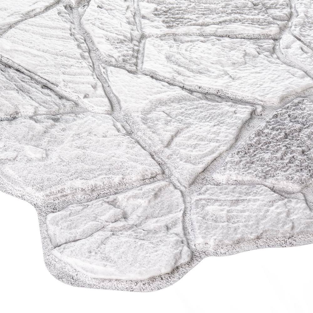 Dundee Deco 3D Falkirk Retro V 39 in. x 19 in. White Grey Faux Stone PVC Decorative Wall Paneling (10-Pack) GRHDTP10027352-10