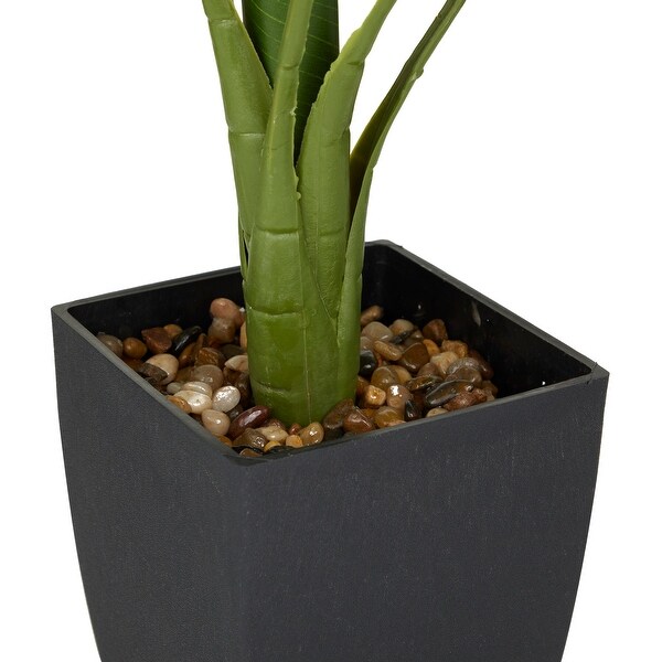 Green Faux Foliage Monstera Artificial Plant with Realistic Leaves and Black Tapered Pot