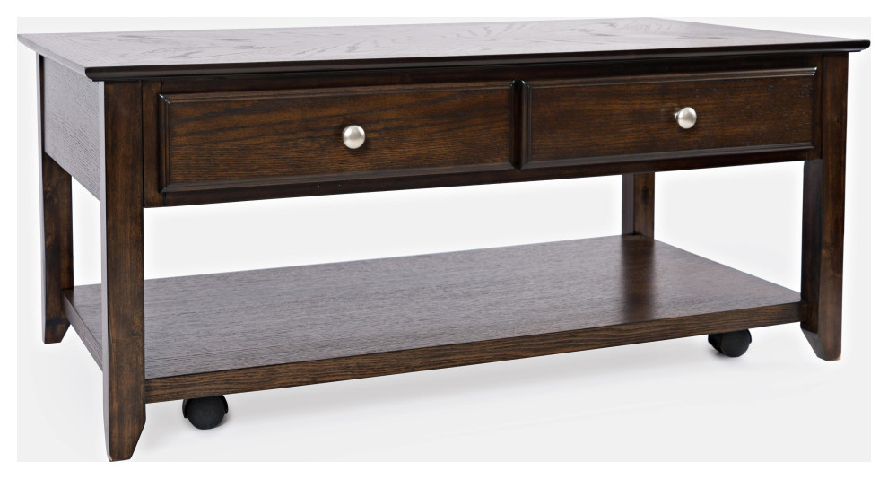 Modern Espresso Four Drawer Coffee Table   Transitional   Coffee Tables   by Morning Design Group  Inc  Houzz