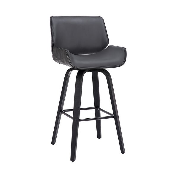 Tyler Mid-Century Modern Swivel Counter/Bar Stool in Faux Leather and Wood