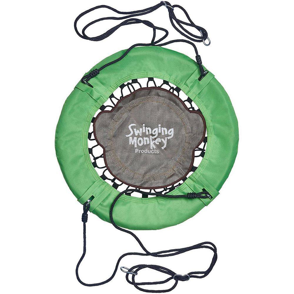 SWINGING MONKEY PRODUCTS Giant 30 in. Green Weatherproof Disc Bungee Outdoor Tree Saucer Swing SWG-GRN-76