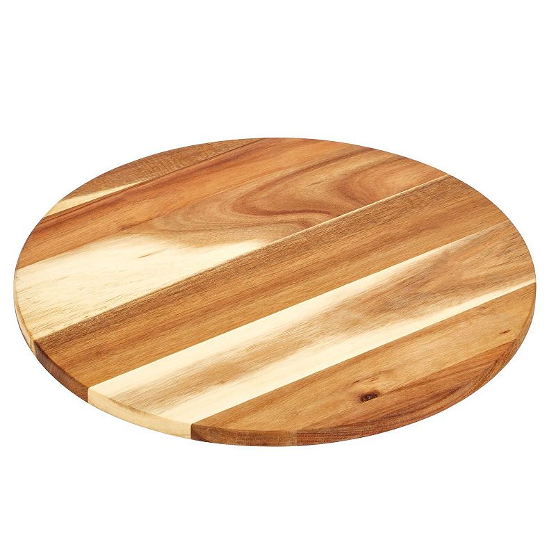 mDesign 16 Acacia Wood Lazy Susan Turntable Spinner， Pantry Organizer