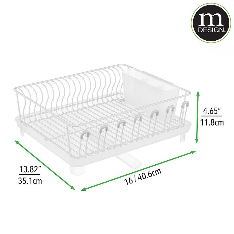 mDesign Large Kitchen Dish Drying Rack with Swivel Spout， 3 Pieces