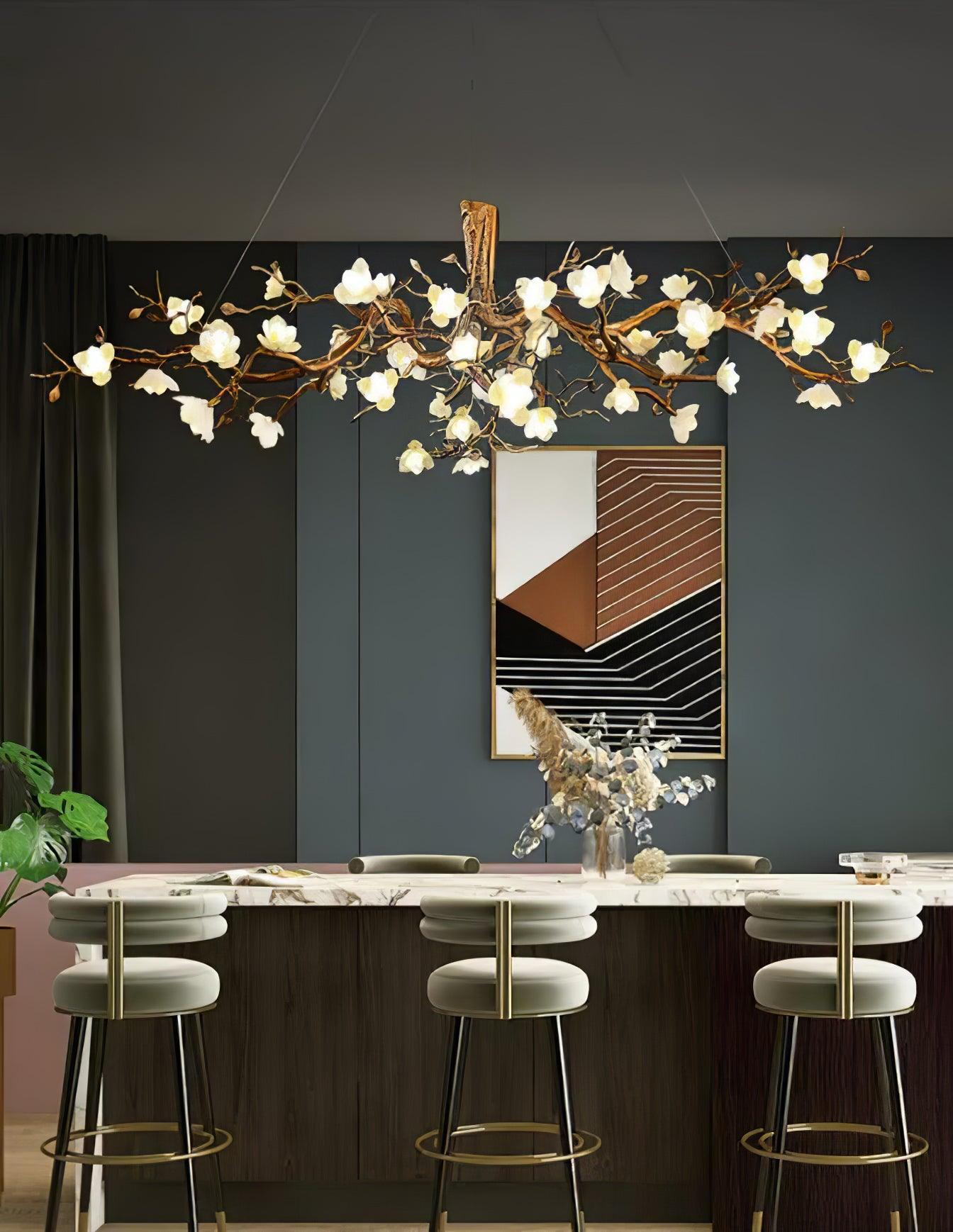 Flower Bloom Branch Brass Chandelier