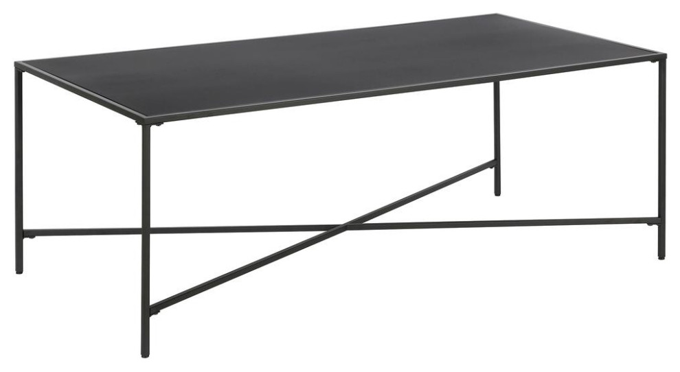 Henley 48  x27 x27Wide Rectangular Coffee Table with Metal Top in Blackened Bronze   Contemporary   Coffee Tables   by BisonOffice  Houzz