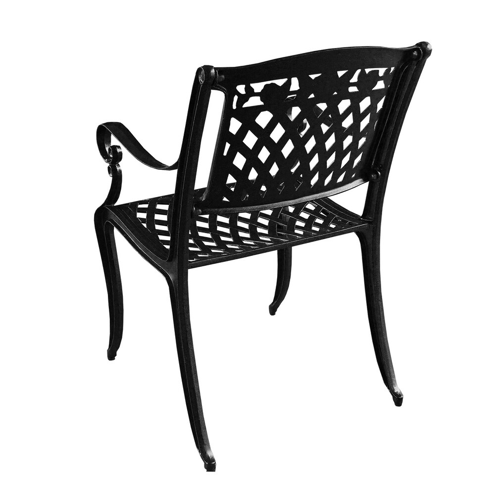 Outdoor Lattice 95 inch Oval Dining Set with Eight Arm Chairs