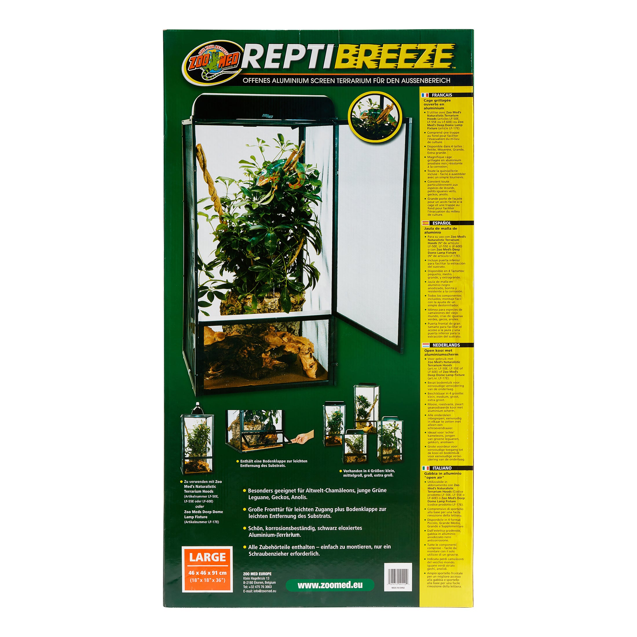 Zoo Med ReptiBeeze Open Air Black Aluminum Reptile Screen Cage， Large