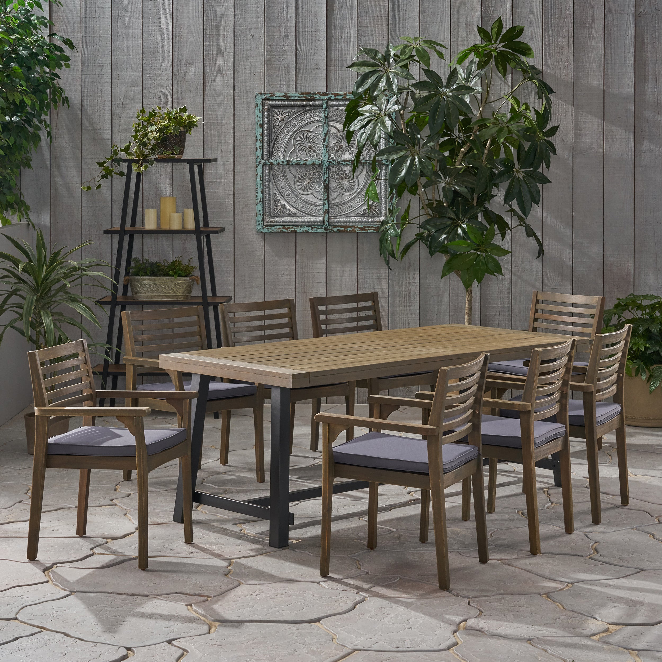 Kase Outdoor Acacia Wood 8 Seater Dining Set