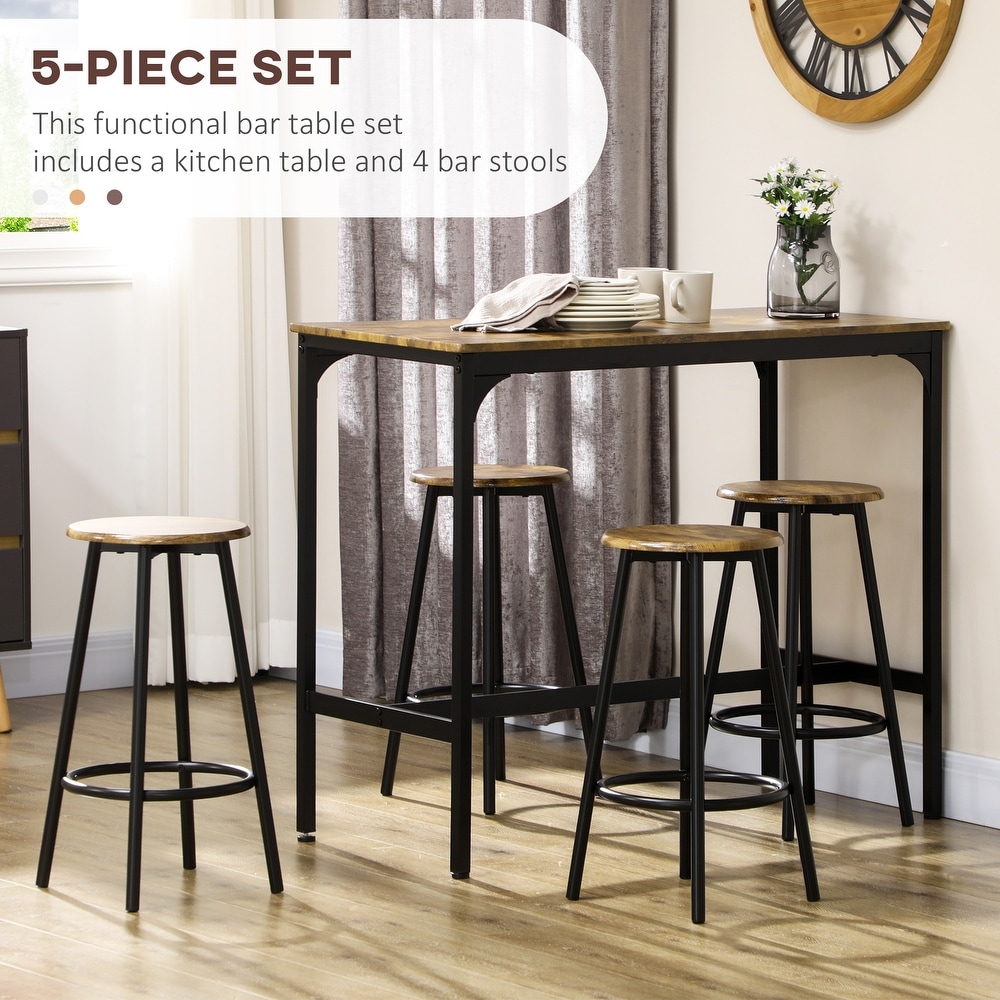 HOMCOM 5 Piece Counter Height Bar Table and Chairs Set