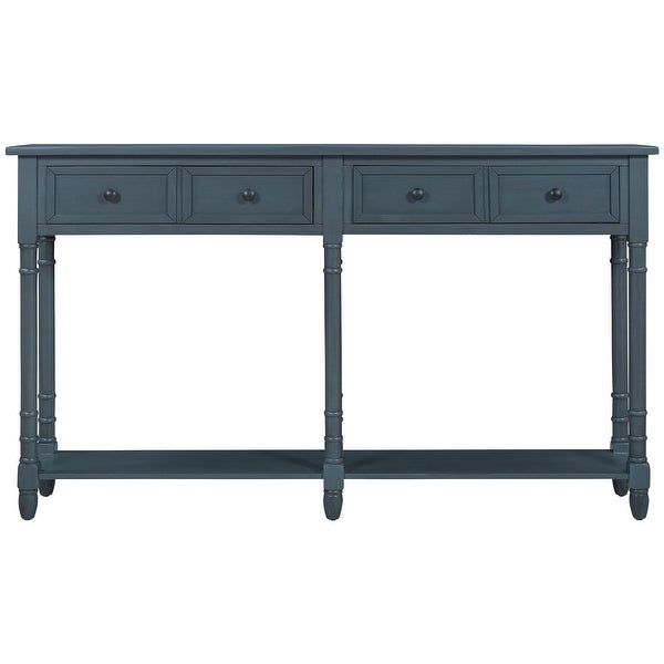 Console Table Sofa Table with Two Storage Drawers and Bottom Shelf for Living Room， Entryway