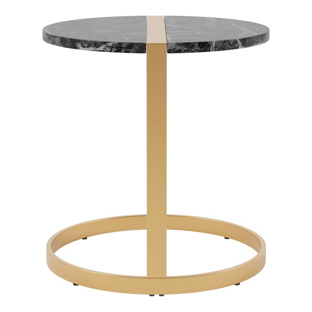 Aldergrove Round Side Table Gold black Mibasics