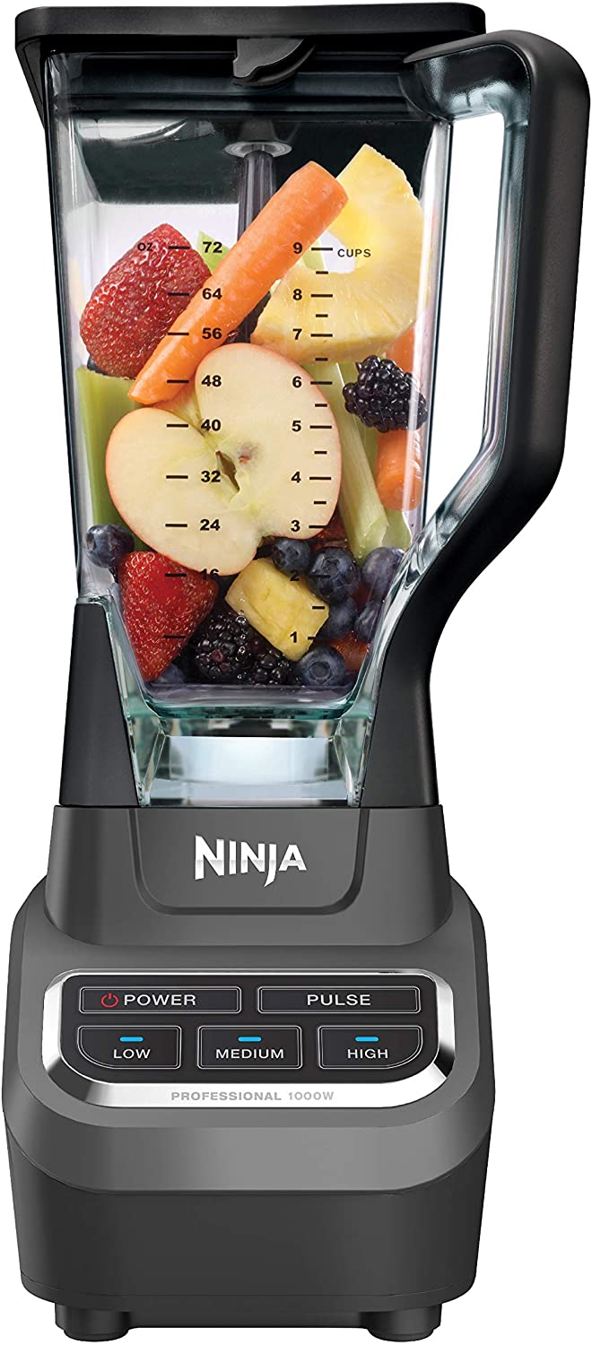 Ninja Professional 72 Oz Countertop Blender with 1000-Watt Base and Total Crushing Technology for Smoothies， Ice and Frozen Fruit (BL610)， Black