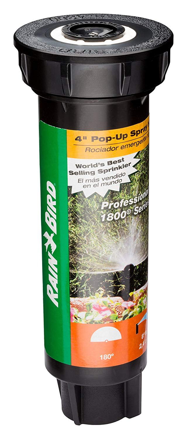 Rain Bird 1804H Professional Pop-Up Sprinkler， 180 Half Circle Pattern， 8' - 15' Spray Distance， 4