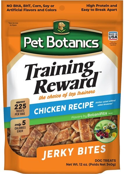 Pet Botanics Training Reward Chicken Jerky Bites Dog Treats， 12-oz bag