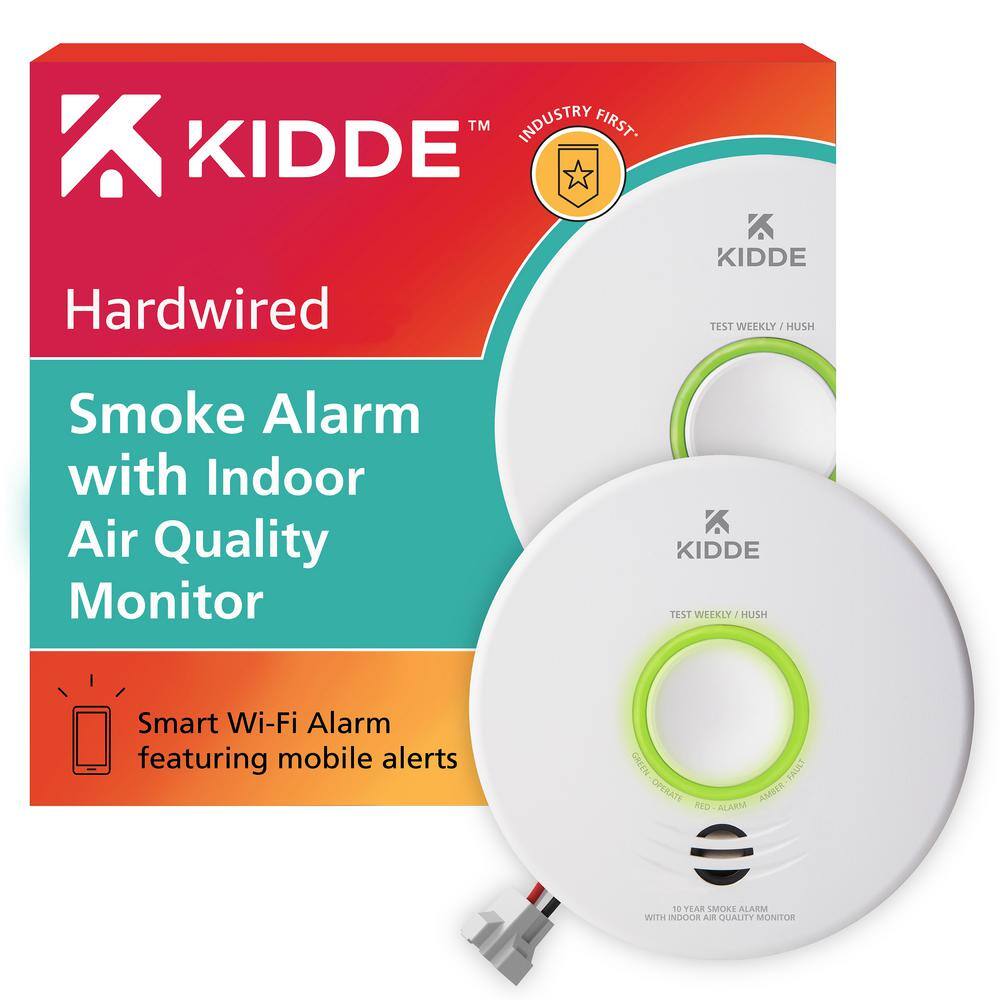 Kidde Kidde Smart Smoke Detector with Indoor Air Quality Monitor Hardwired and Voice Alerts 21032069