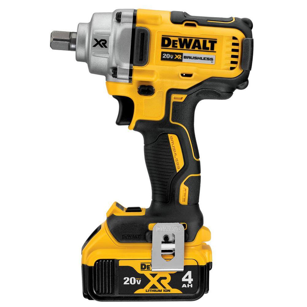 DEWALT DCF894M1 20V Lithium-Ion Cordless Brushless 1/2 in. Impact Wrench Kit， (1) 4.0Ah Battery， and Charger