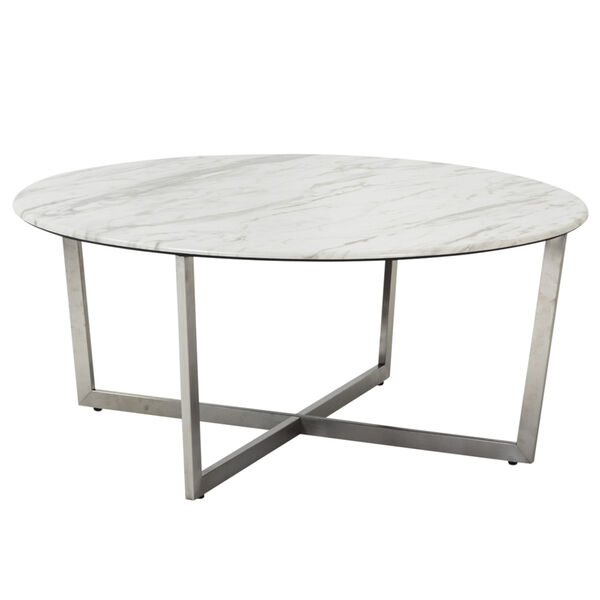 Llona White 36-Inch Round Coffee Table