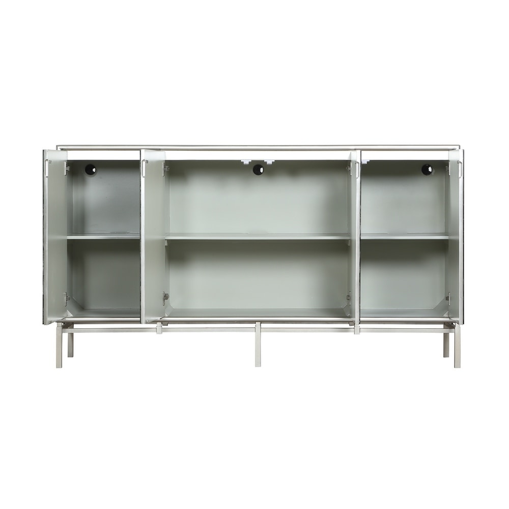 Somette Four Door Media Credenza  Silvermist Winter Forest   70\