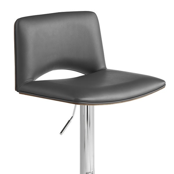 Thierry Adjustable Swivel Faux Leather and Metal Bar Stool