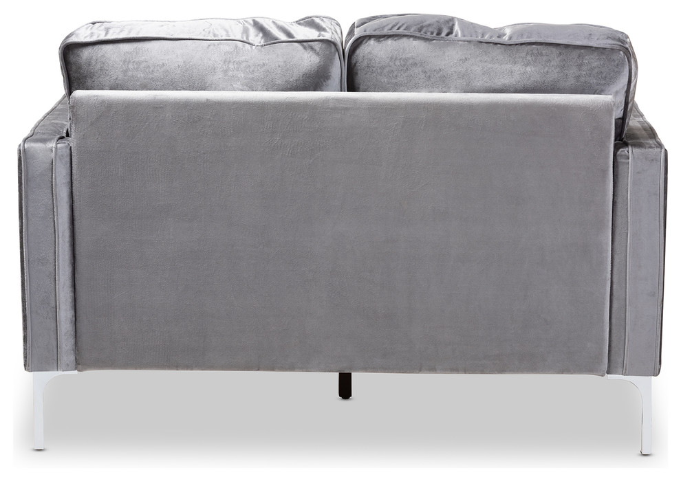 Amir Gray Velvet Fabric 2 Seater Loveseat   Contemporary   Loveseats   by Baxton Studio  Houzz