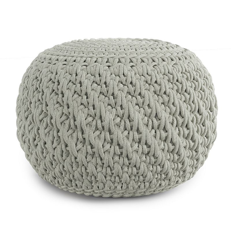 Simpli Home Nisi Round Knitted Indoor / Outdoor Pouf