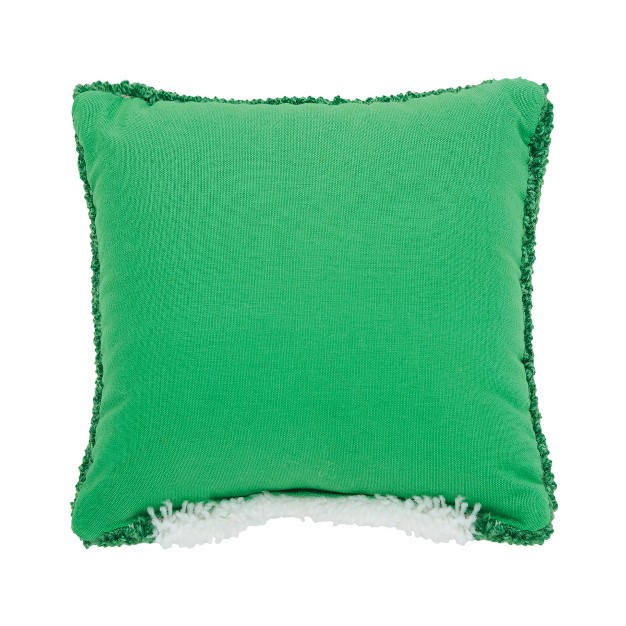 8 X 8 quot Christmas Peek a boo Santa On Green Background Petite Accent Hooked Throw Pillow