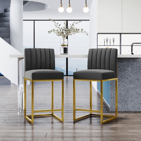 Modern Counter Height Upholstered Bar Stools， Set of 2