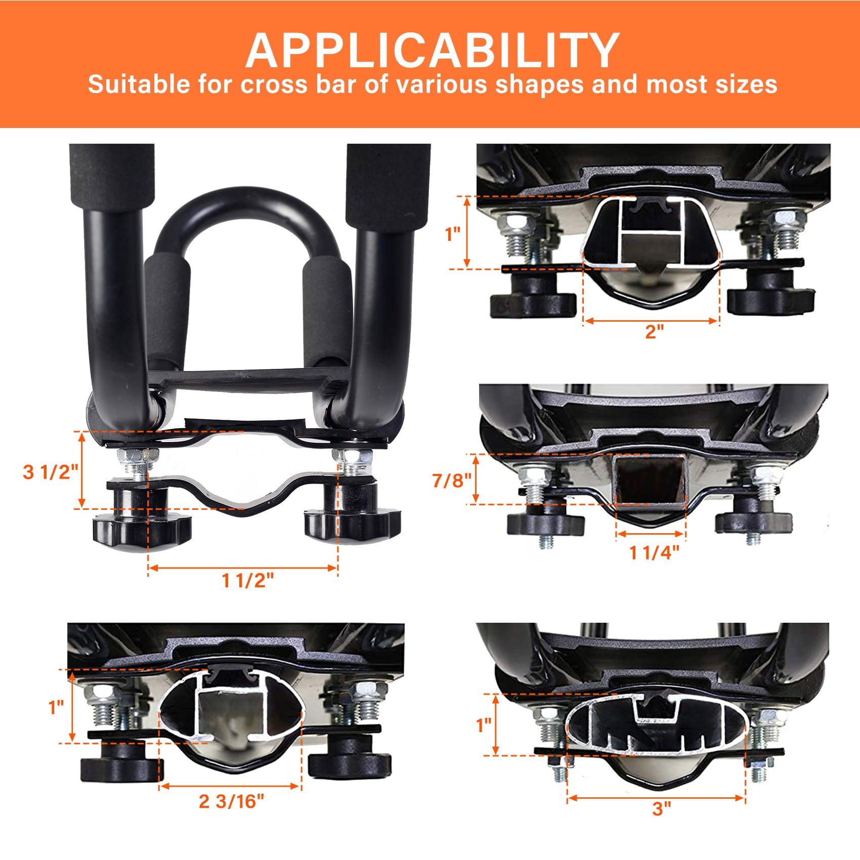 Piripara J-Bar Kayak Roof Rack 2 Pairs Top Mount Boat Canoe Carrier Car SUV Van Crossbar