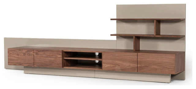 Nils Contemporary Gray and Walnut Tv Stand   Transitional   Entertainment Centers And Tv Stands   by V.S.D Furniture  Houzz