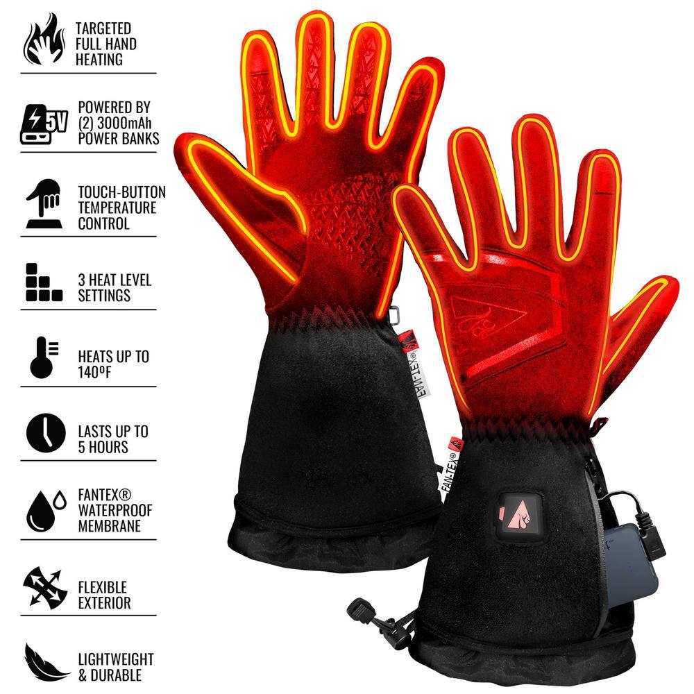 ACTIONHEAT Men's 5-Volt Large Black Battery Heated Featherweight Gloves AH-FWGV-5V-M-L