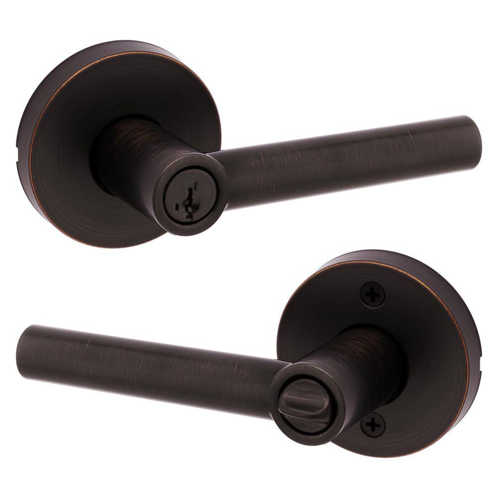 Kwikset Milan Venetian Bronze Entry Door Lever featuring SmartKey Technology 740MILRDT11PSMT