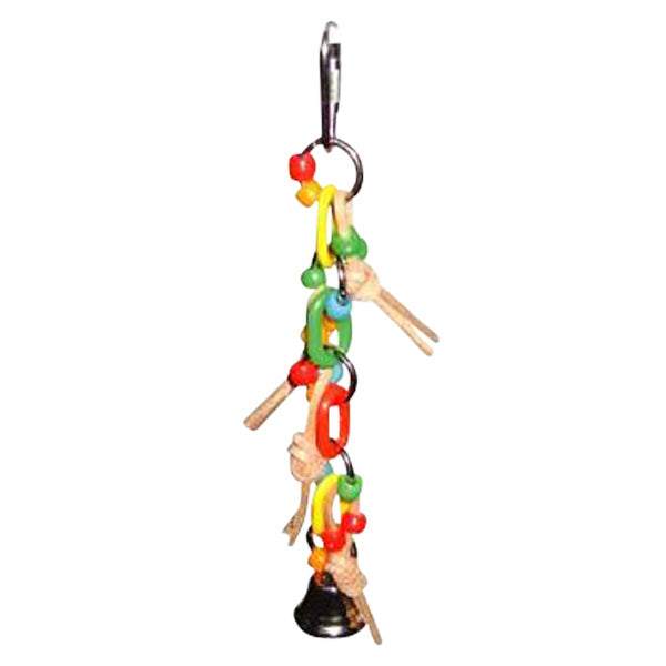 A  E Happy Beaks Plastic Chain With Leather  Ball Bird Toy