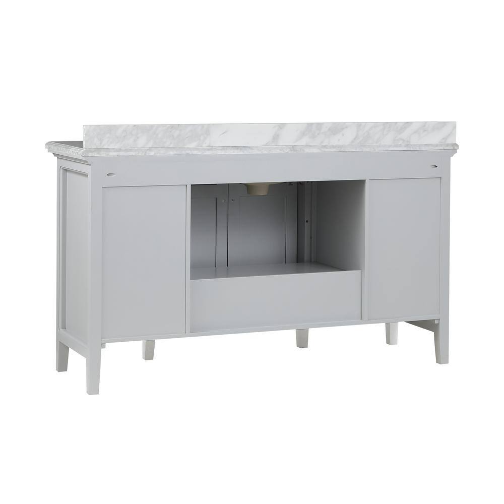 Home Decorators Collection Sassy 60 in. W x 22 in. D Vanity in Dove Gray with Marble Vanity Top in White with White Sink Sassy 60G