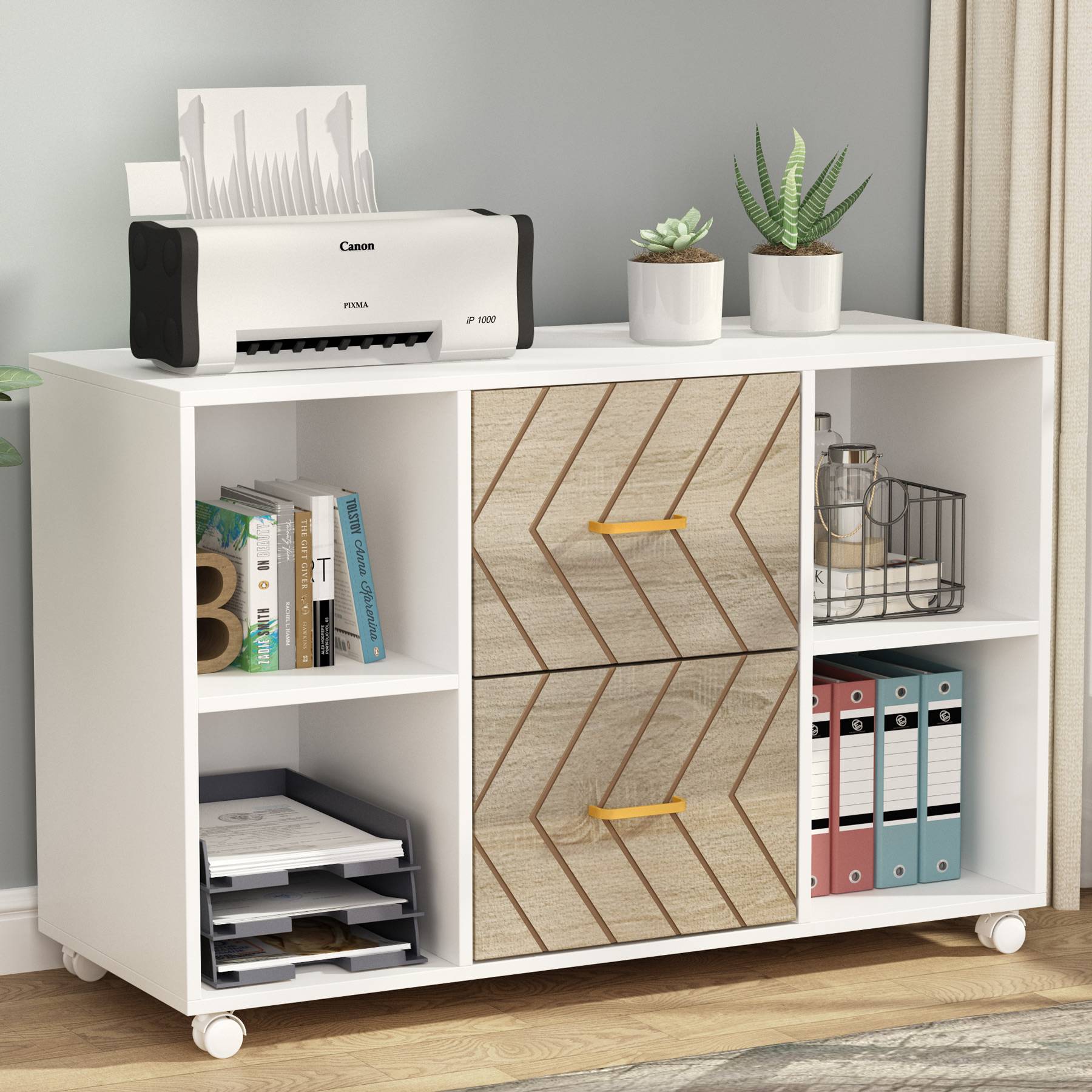 2-Drawer File Cabinet, Large Mobile Filing Cabinet for Letter Size