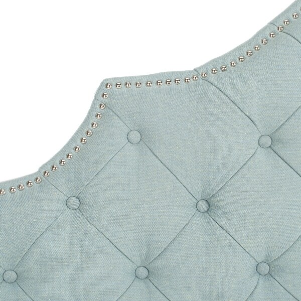 SAFAVIEH Arebelle Sky Blue Upholstered Tufted Headboard - Silver Nailhead (Queen) - - 9989379