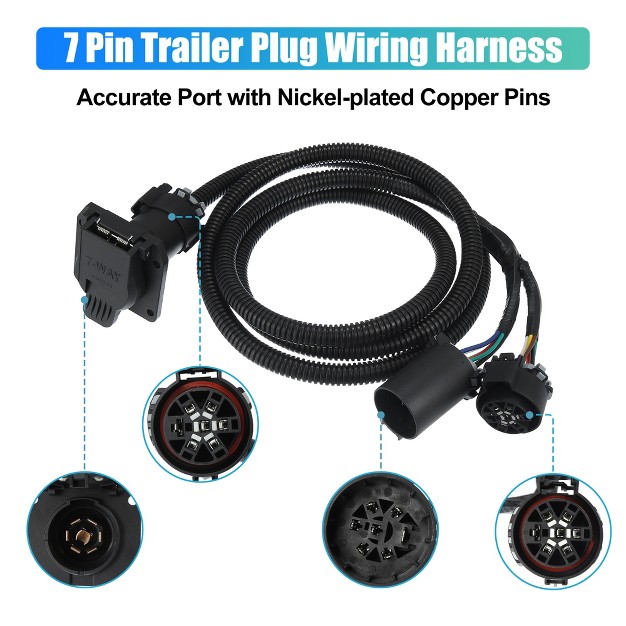 Unique Bargains 7 Pin Trailer Wiring Harness Extension Connectors Truck Bed 7 Way Rv Wiring Plug For Chevy