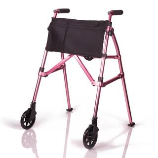 Stander EZ Fold-N-Go Two-Wheel Lightweight Folding Walker with Organizer Pouch in Regal Rose 4300-RR