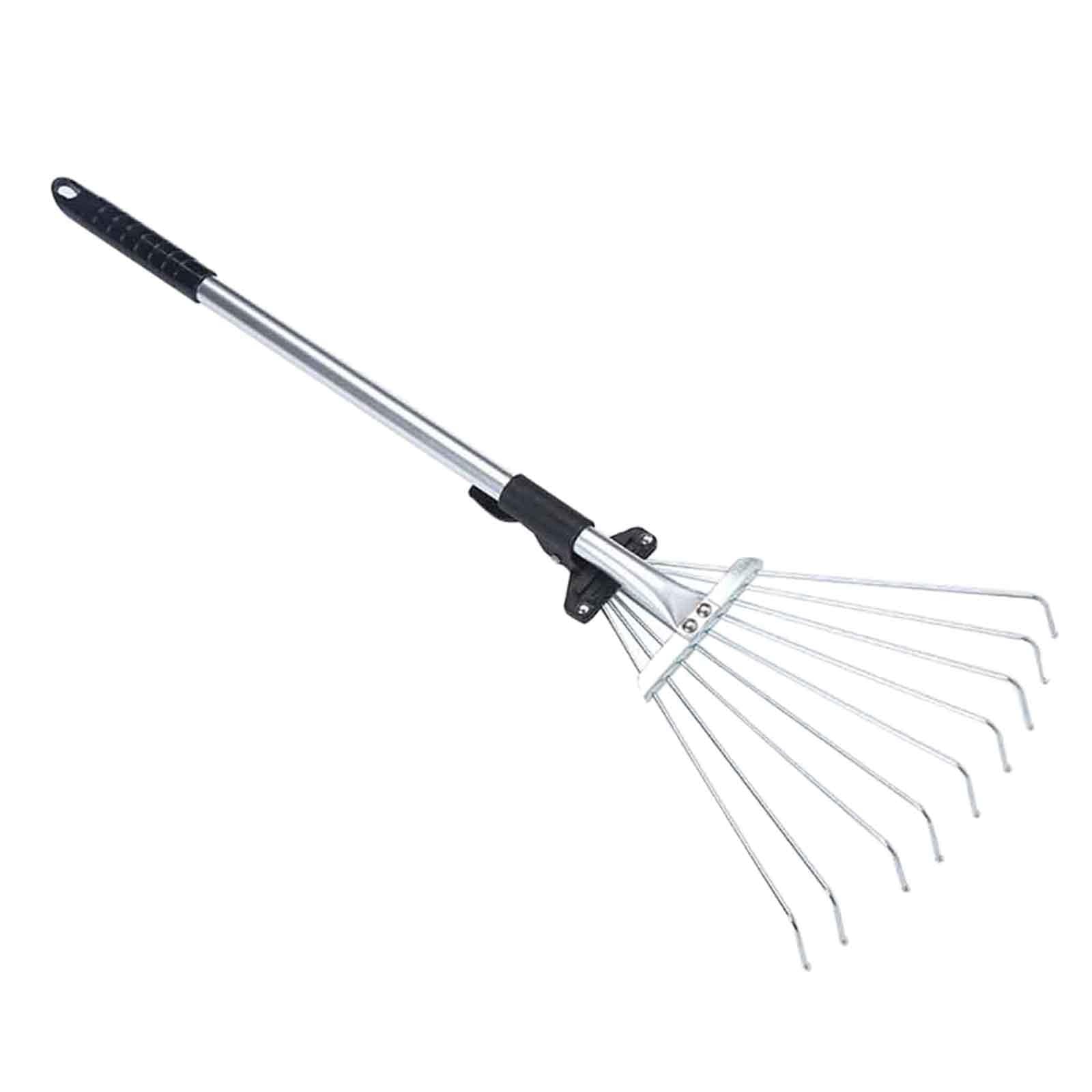 Telescopic Garden Leaf Rake, Lightweight Collect Loose Debris Versatile Collapsible Adjustable Folding Head for Gardening Plants