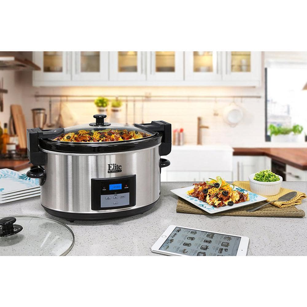 Elite Platinum Platinum 8.5 Qt. Stainless Steel Slow Cooker with Locking Lid MST-900VXD