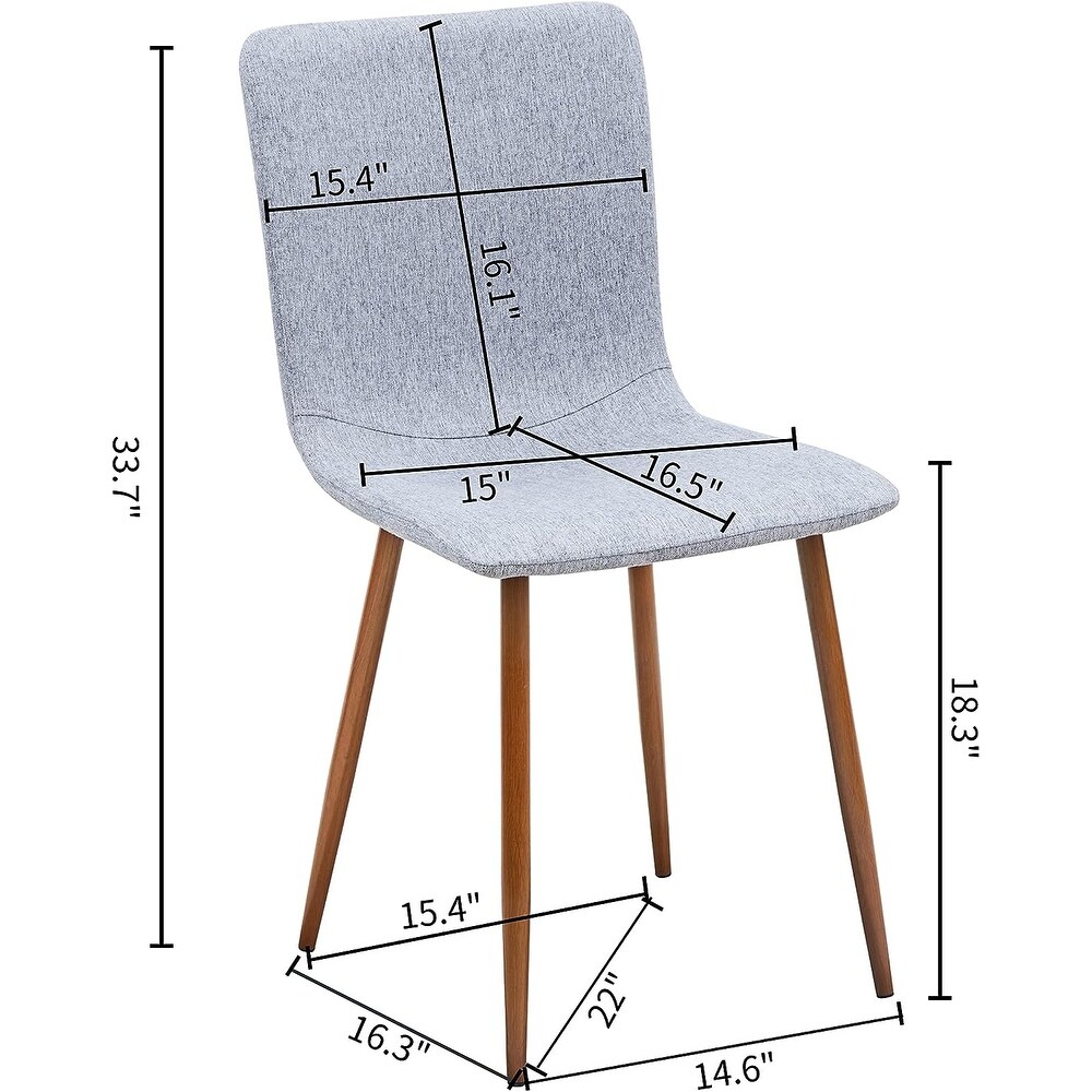 Dining Chair Set of 4 with Wood Like Walnut Metal Legs  Fabric Armless Accent Dining Room Chair  Gray Mid Century Side Chair