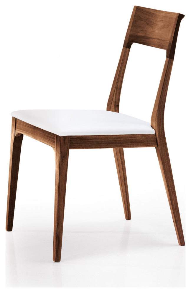 Coy Dining Chair  Solid Walnut Wood Frame With White Pu Cover   Modern   Dining Chairs   by Peachtree Fine Furniture  Houzz