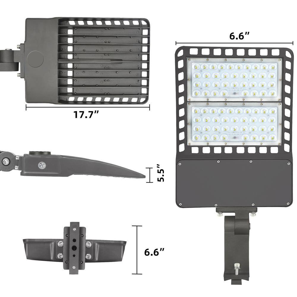 WYZM 1500- Watt Equivalent 300-Watt Integrated LED Bronze Outdoor Parking Lot Area Light 5500K 39000 Lumens Arm Mount 300W Arm-02