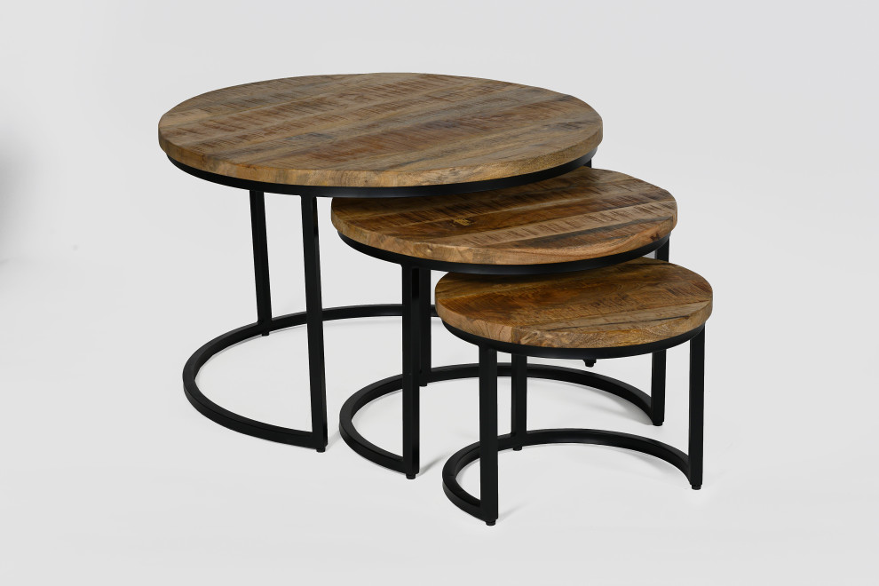 Troika Nesting Table Set of 3   Industrial   Coffee Table Sets   by Union Home  Houzz