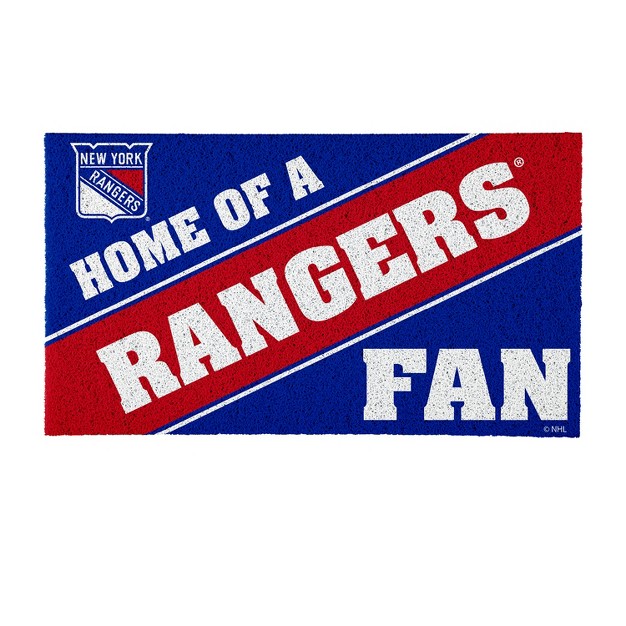 Evergreen New York Rangers Team Turf Mat 28 X 16 Inches Indoor Outdoor Doormat