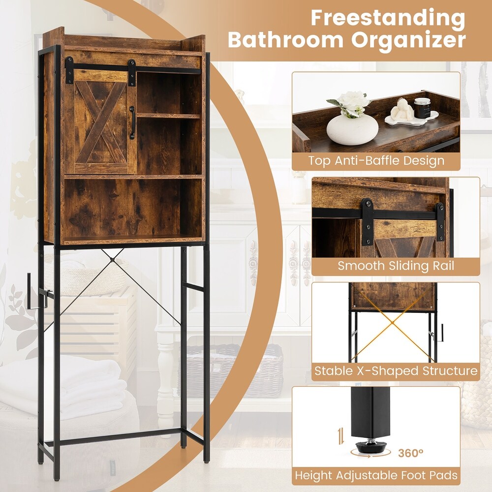 Gymax Over The Toilet Freestanding Storage Rack Bathroom w/ Slipping