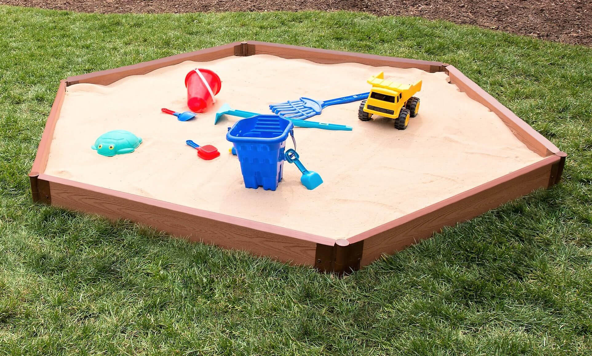 7' x 8' Composite Hexagon Sandbox - 2 Inch Profile