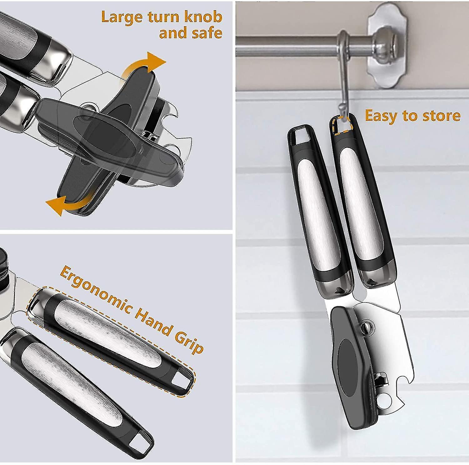 Manual Can Opener， Safety Smooth Edge Tin Opener With Non-slip Handle，beer Jar Bottle Opener