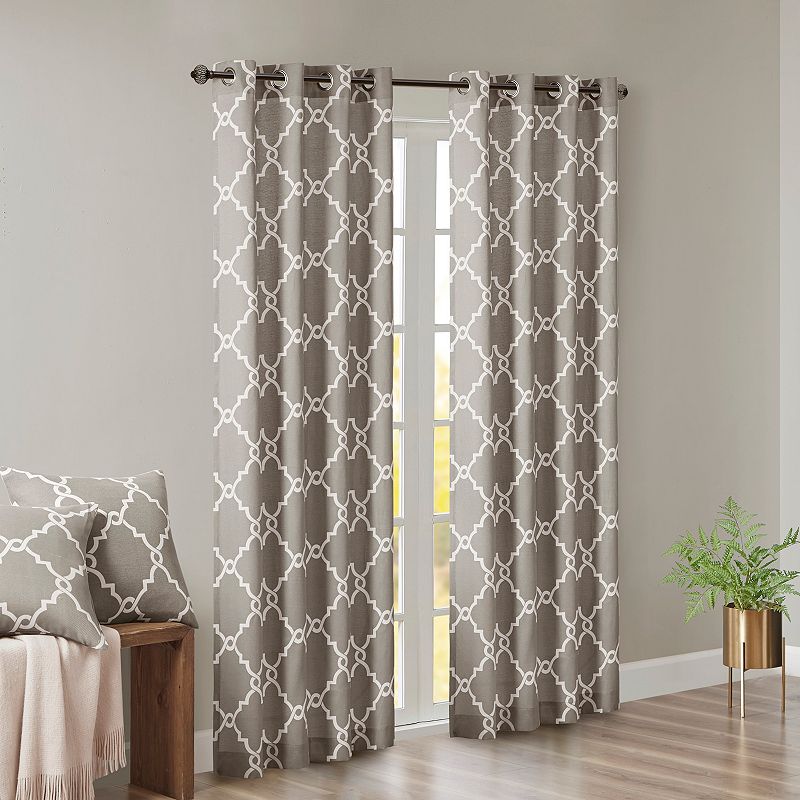 Madison Park 1-Panel Westmont Fretwork Print Light Filtering Window Curtain