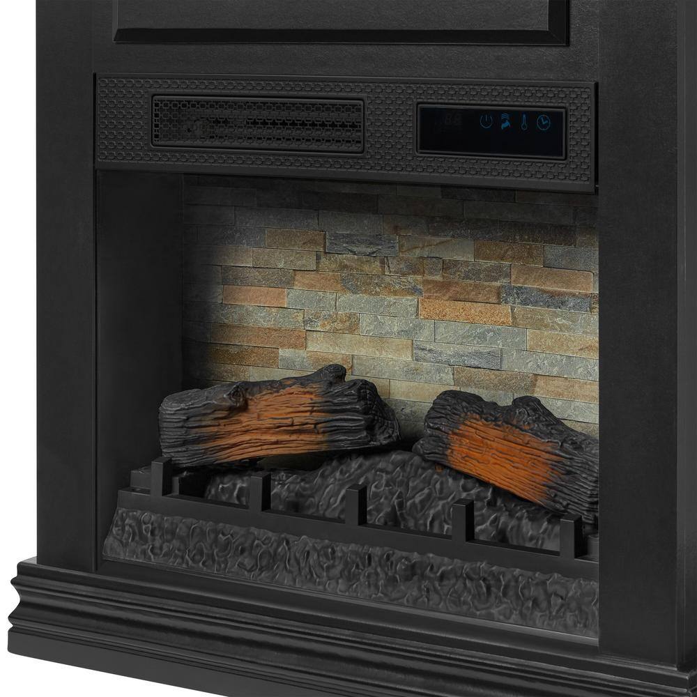 StyleWell Wheaton 31 in. Freestanding Wooden Infrared Electric Fireplace in Black 150427